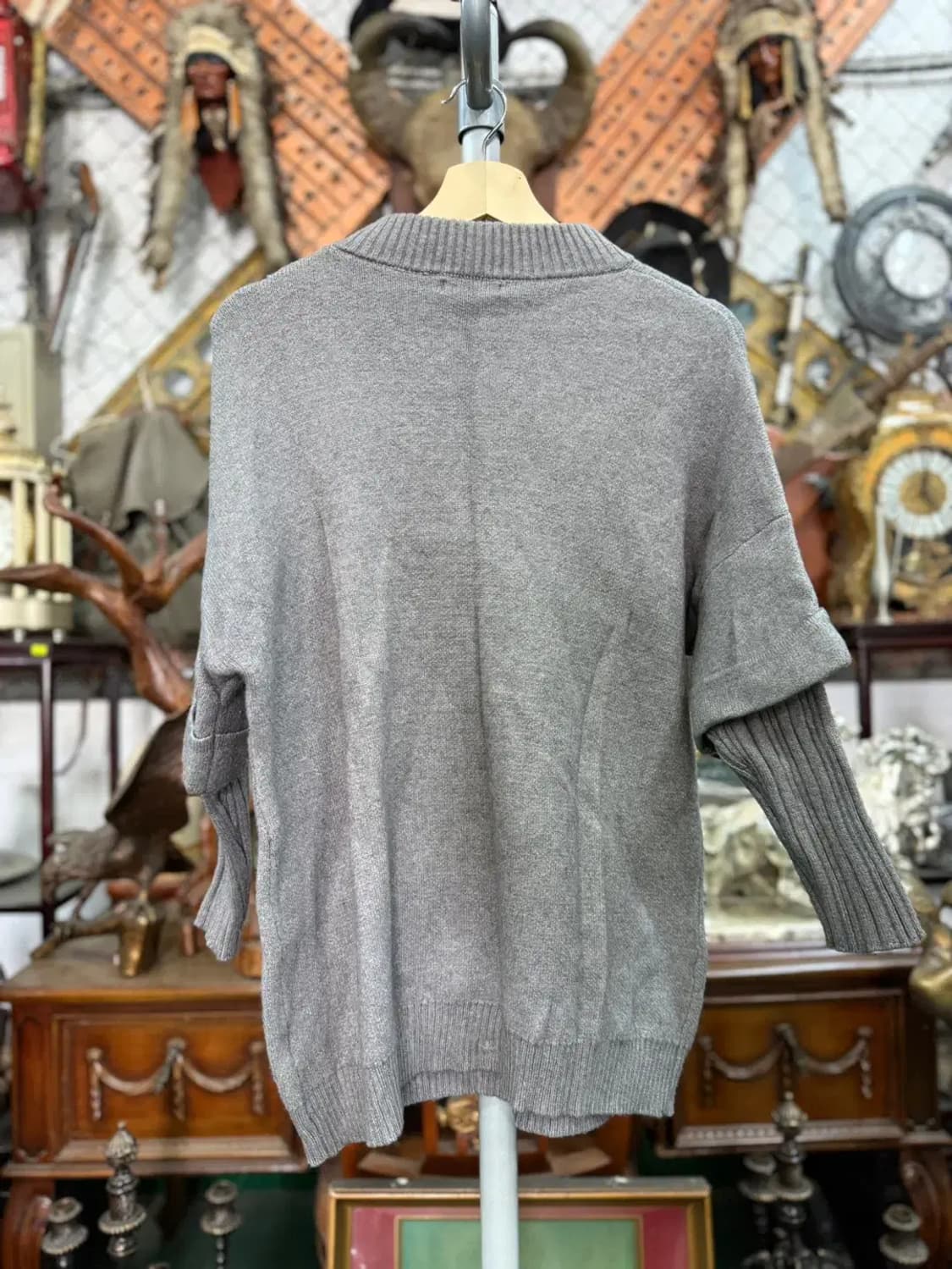 그레이 레이온혼방 니트 스웨터 L 상품이미지4