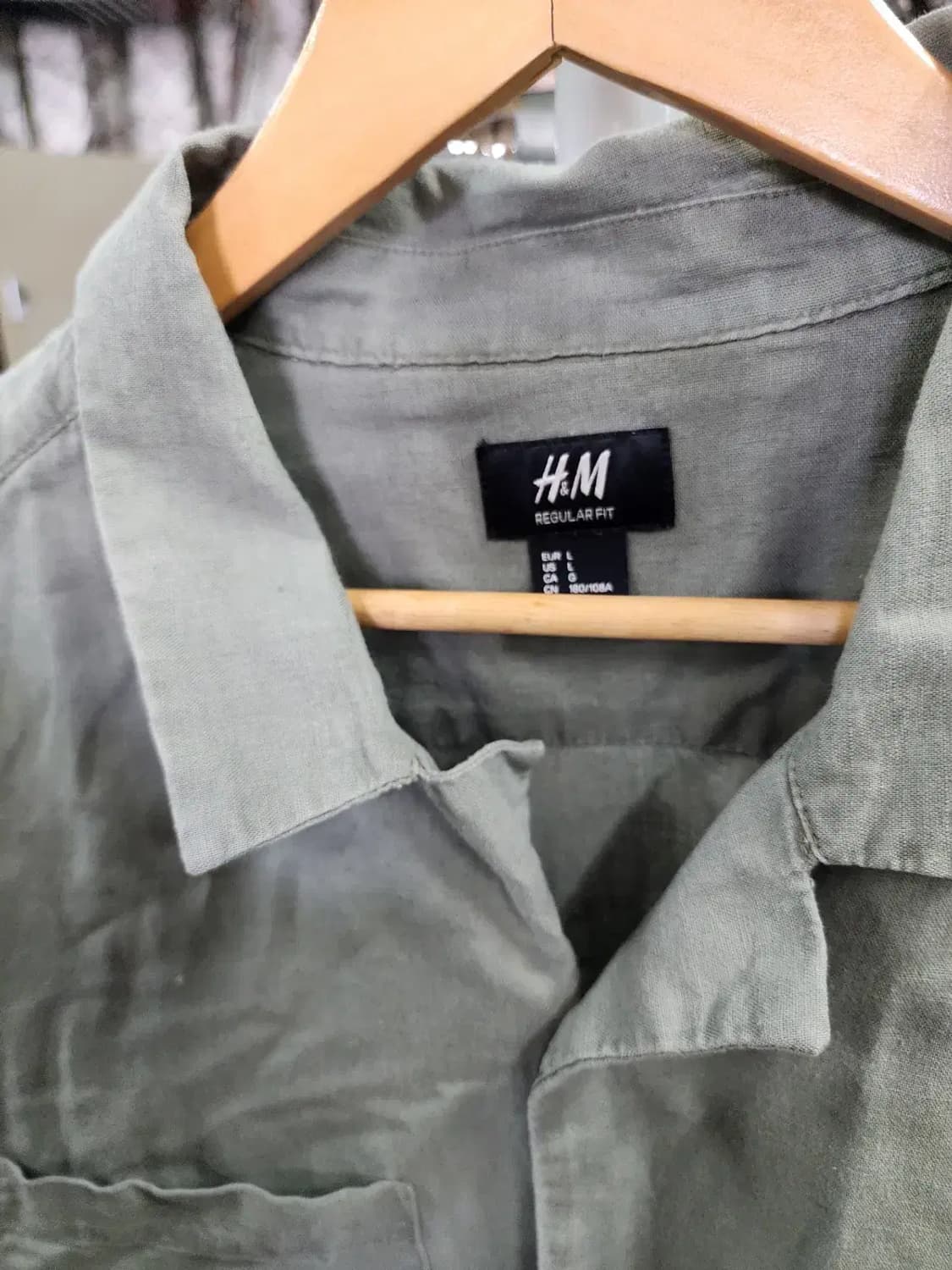 [H&M] 남성 린넨 반팔남방셔츠 L 상품이미지4