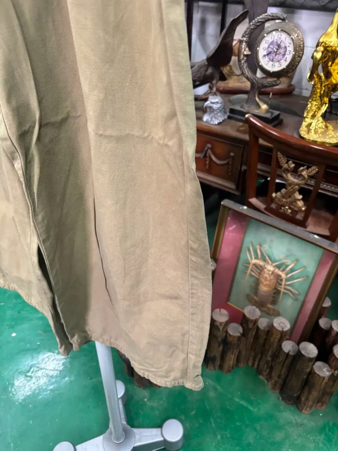 포트리 카키  허리 밴딩  와이드 바지 상품이미지3