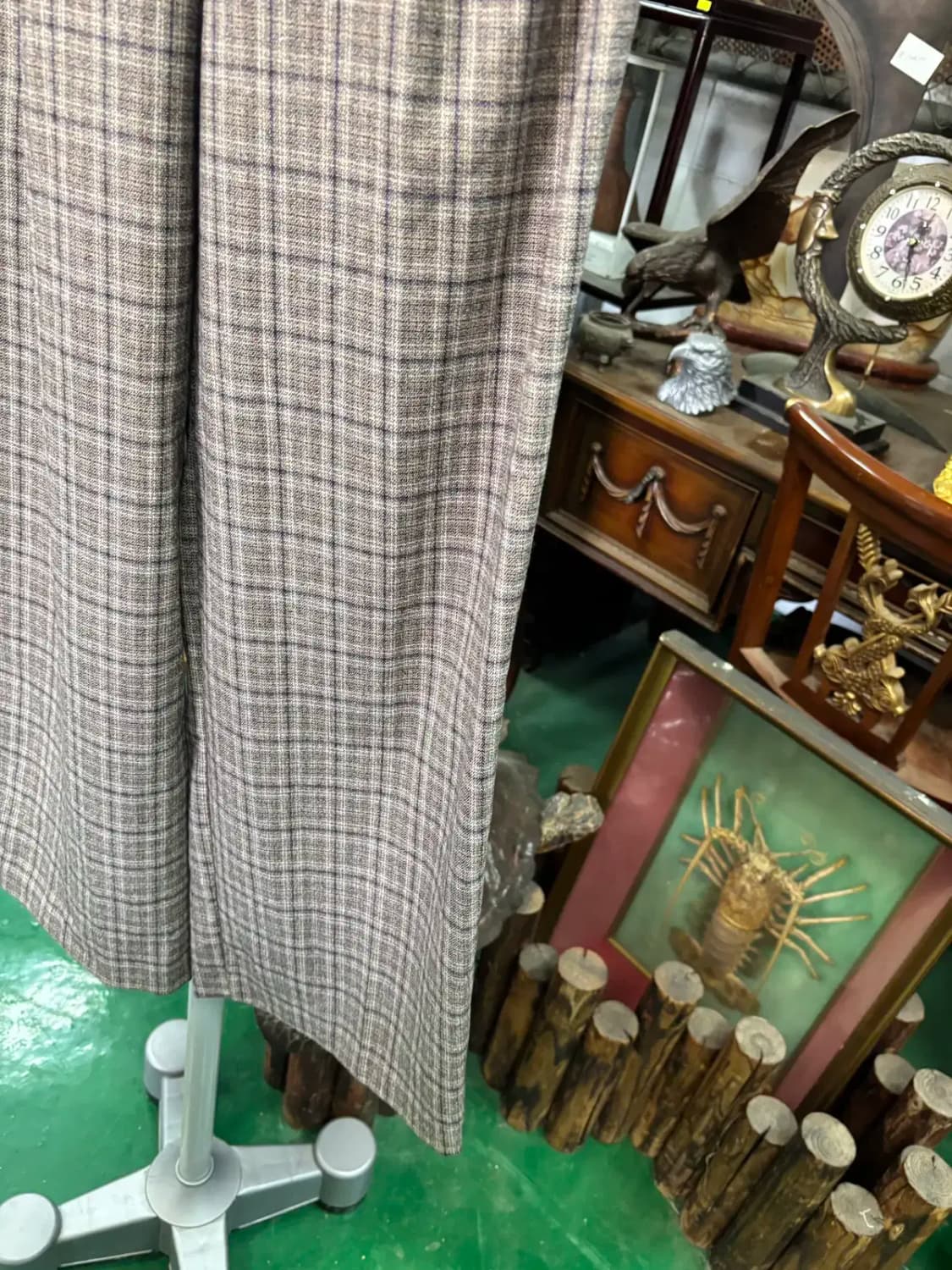 라이브 에이드 핀턱  체크 팬츠 슬랙스 상품이미지3
