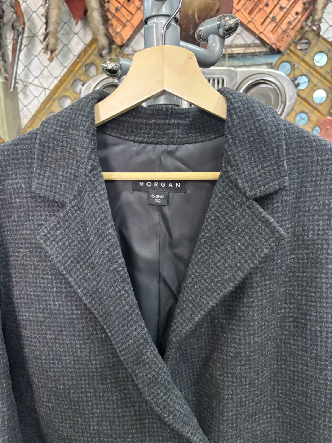 모르간 겨울 모직 카라 타탄 체크 자켓 상품이미지2