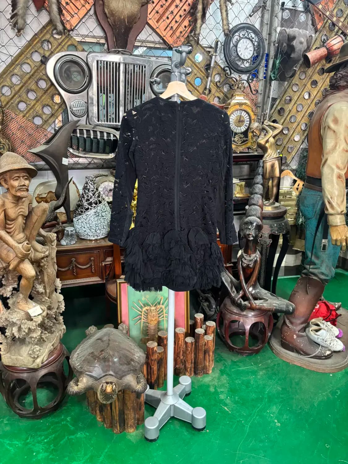 오브제  블랙 레이스 펀칭 원피스 상품이미지4