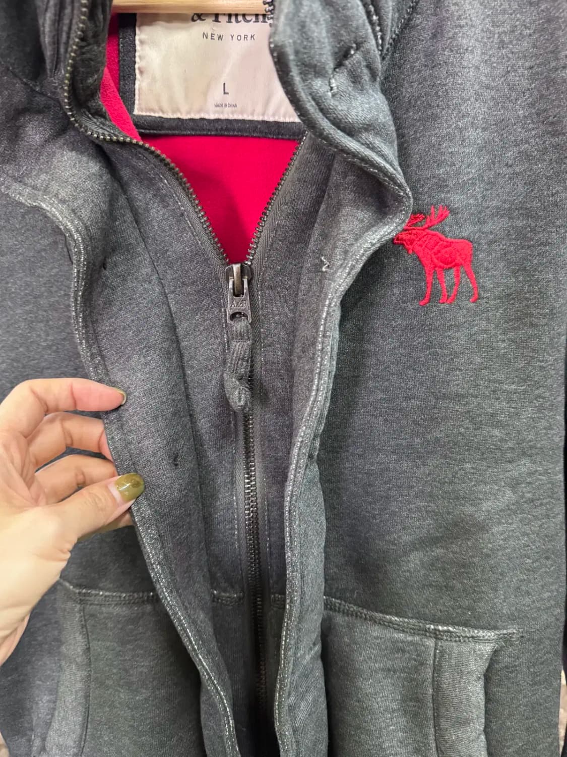아베크롬비 Abercrombie 기모 후드 집업 L (남여공용가능) 상품이미지5