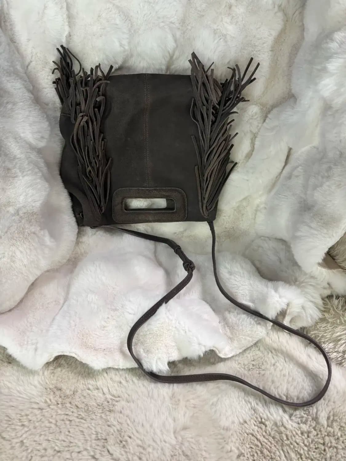 프린지 술 장식  소가죽 스웨이드 크로스 가방 상품이미지2