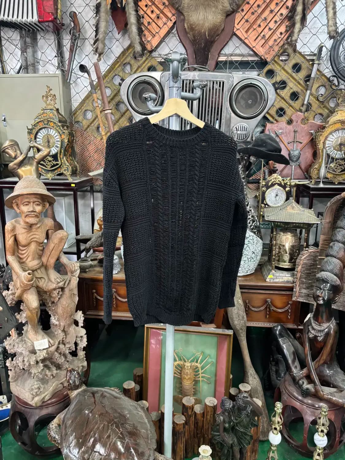 마쥬 꽈배기 그물 패턴 루즈핏 니트 상품이미지1