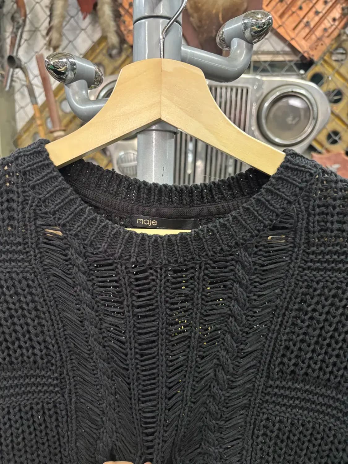 마쥬 꽈배기 그물 패턴 루즈핏 니트 상품이미지2