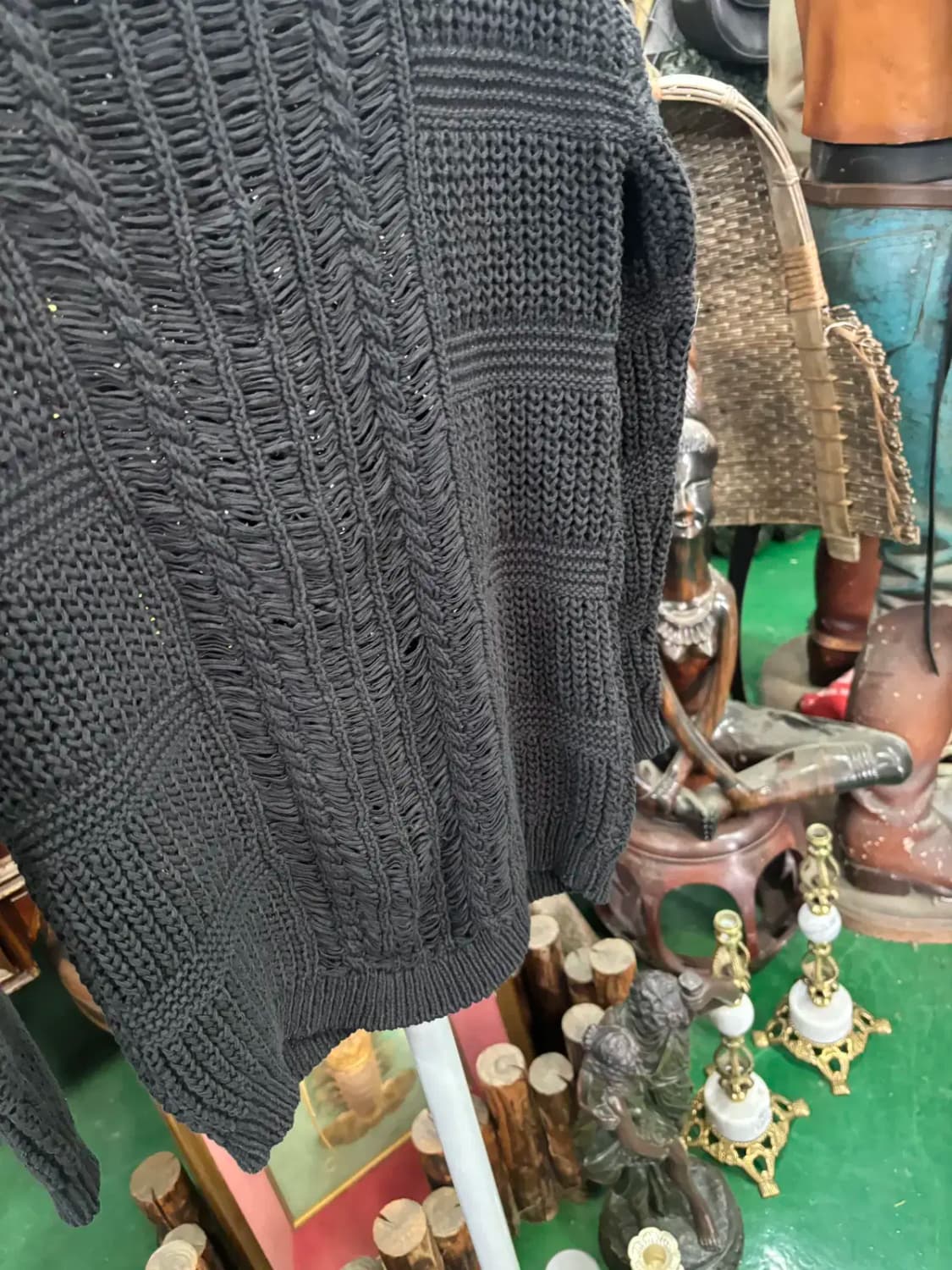 마쥬 꽈배기 그물 패턴 루즈핏 니트 상품이미지3