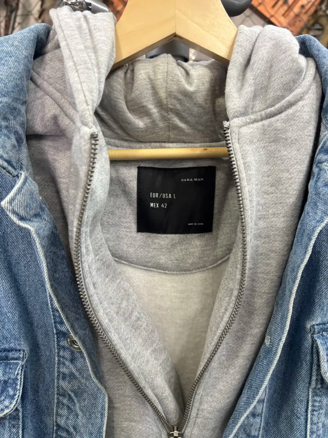 남성 자라맨 후드 레이어드 데님 재킷 청 점퍼 상품이미지2