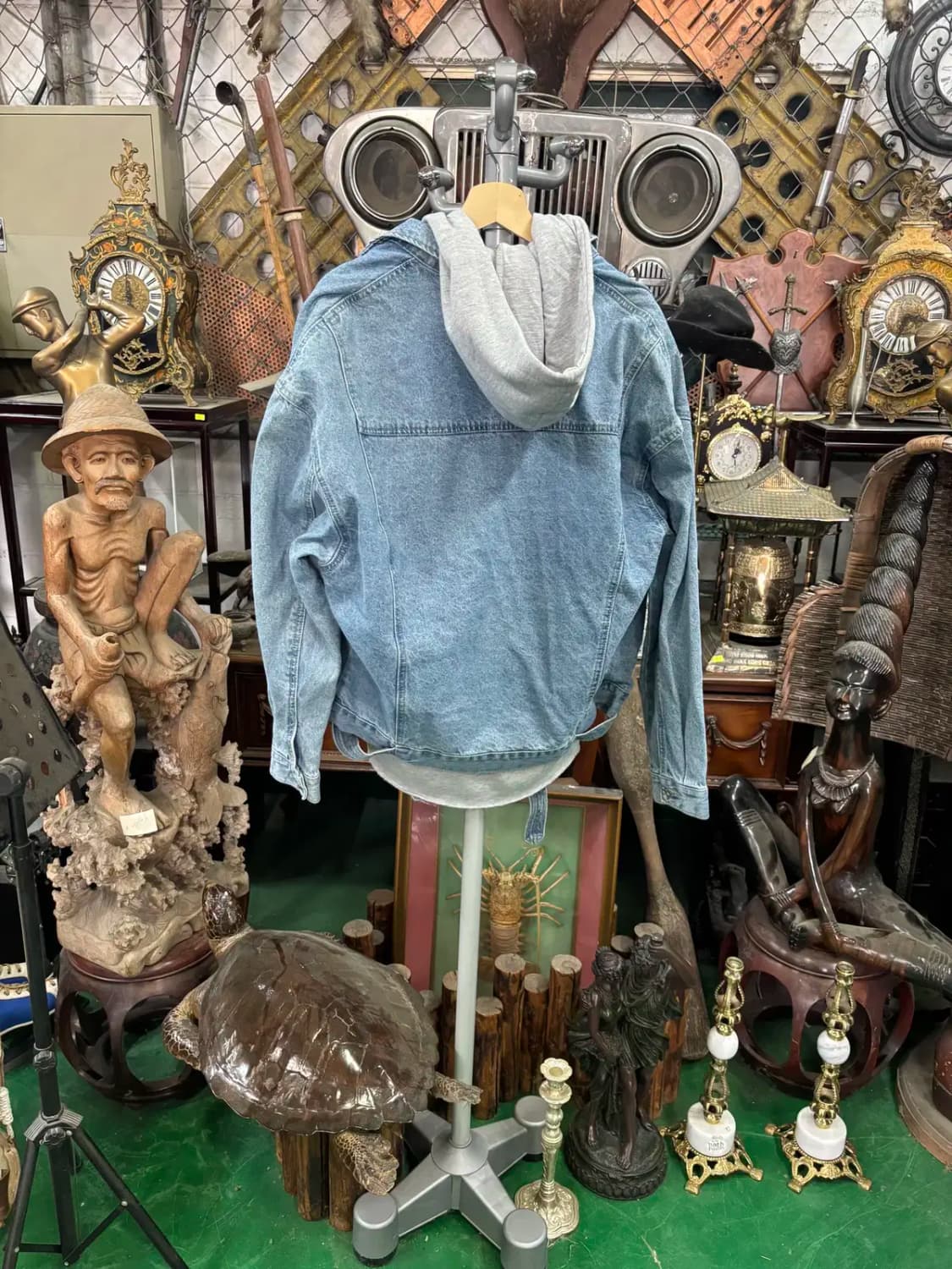 남성 자라맨 후드 레이어드 데님 재킷 청 점퍼 상품이미지4