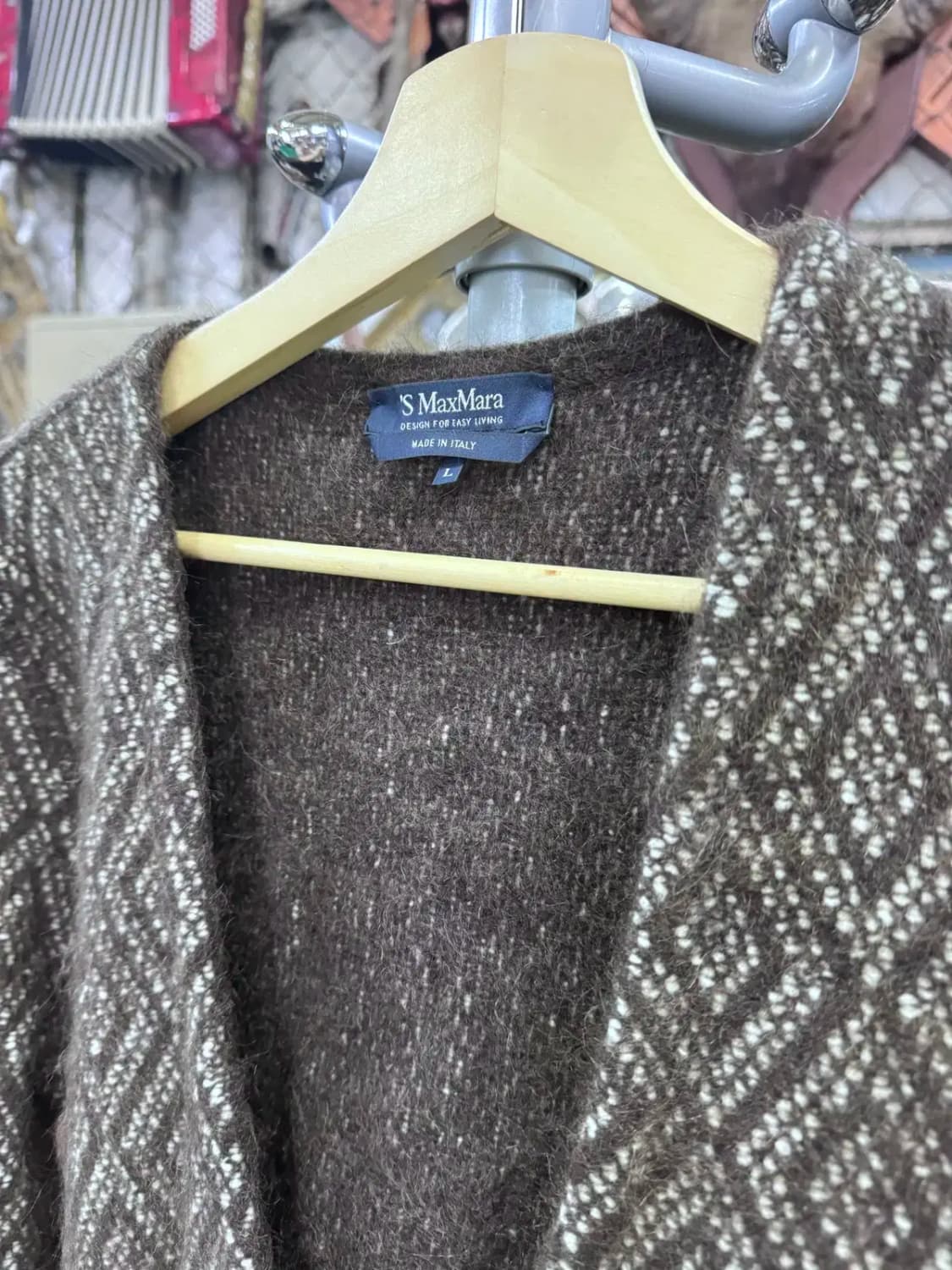 막스마라 Max Mara 브라운 울 다이아 패턴 롱가디건 상품이미지3