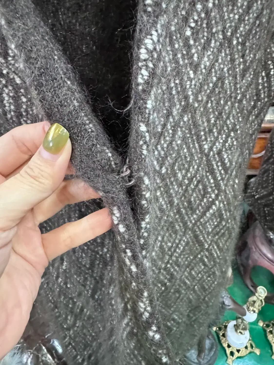 막스마라 Max Mara 브라운 울 다이아 패턴 롱가디건 상품이미지4