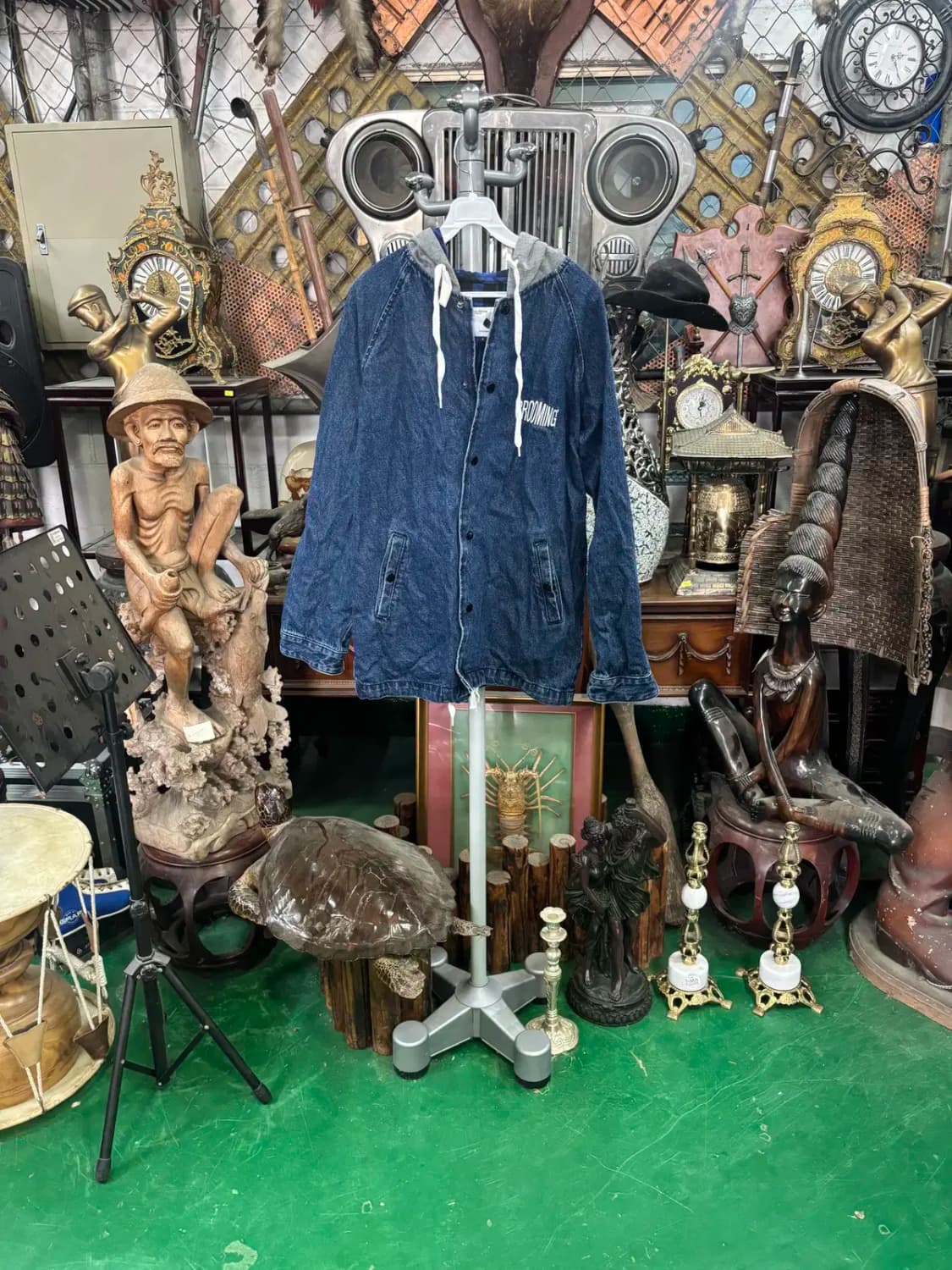 크로스 데님 프리미엄 에디션 남성 후드 레이어드 청자켓 L 상품이미지1