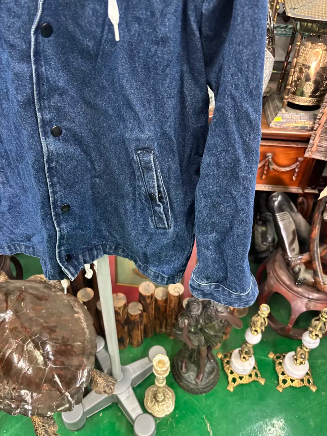 크로스 데님 프리미엄 에디션 남성 후드 레이어드 청자켓 L 상품이미지3