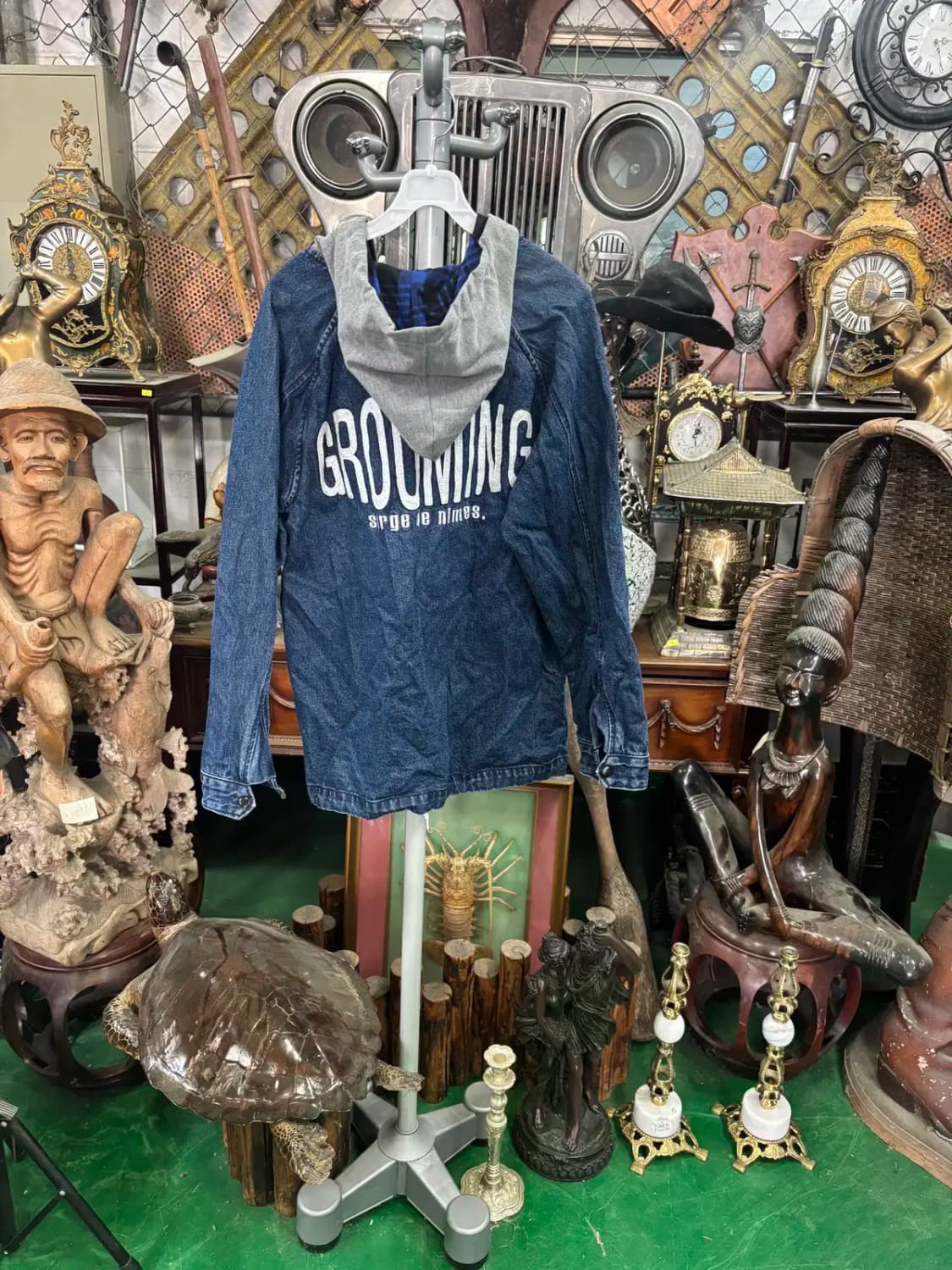 크로스 데님 프리미엄 에디션 남성 후드 레이어드 청자켓 L 상품이미지4