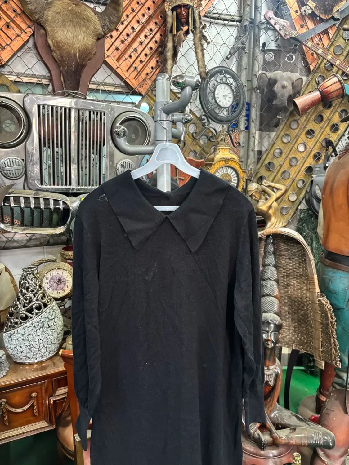 앞뒤 코디가 가능한 카라 니트 밑단 호피 레이어드 원피스 100 상품이미지2