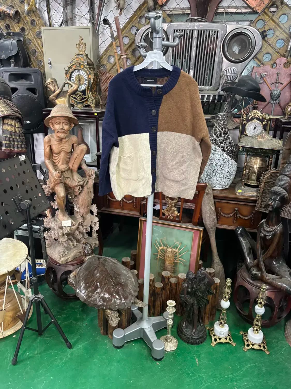 비틀스토어 남녀공용 4색 무늬 니트 가디건 상품이미지1