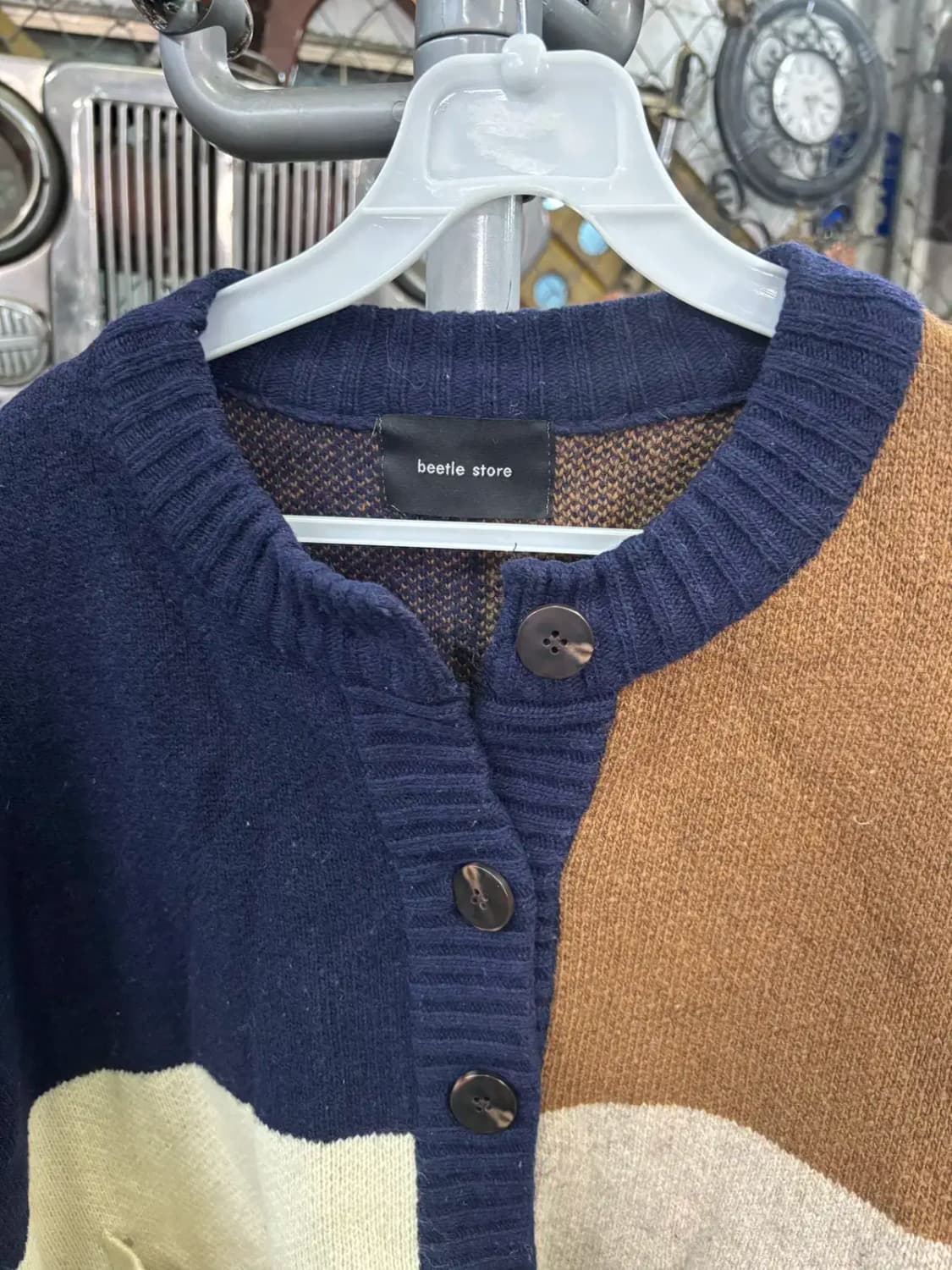 비틀스토어 남녀공용 4색 무늬 니트 가디건 상품이미지2