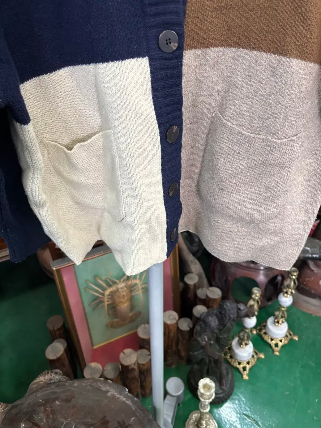 비틀스토어 남녀공용 4색 무늬 니트 가디건 상품이미지3