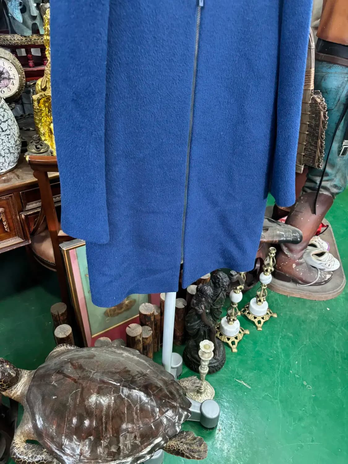 모스코나 라운드 넥 블루 모직 롱 코트 자켓 55 상품이미지3