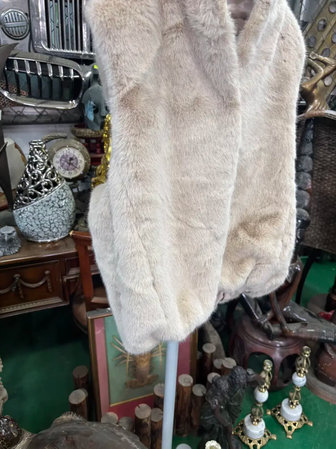 인조 퍼 베이지 조끼 베스트 상품이미지3