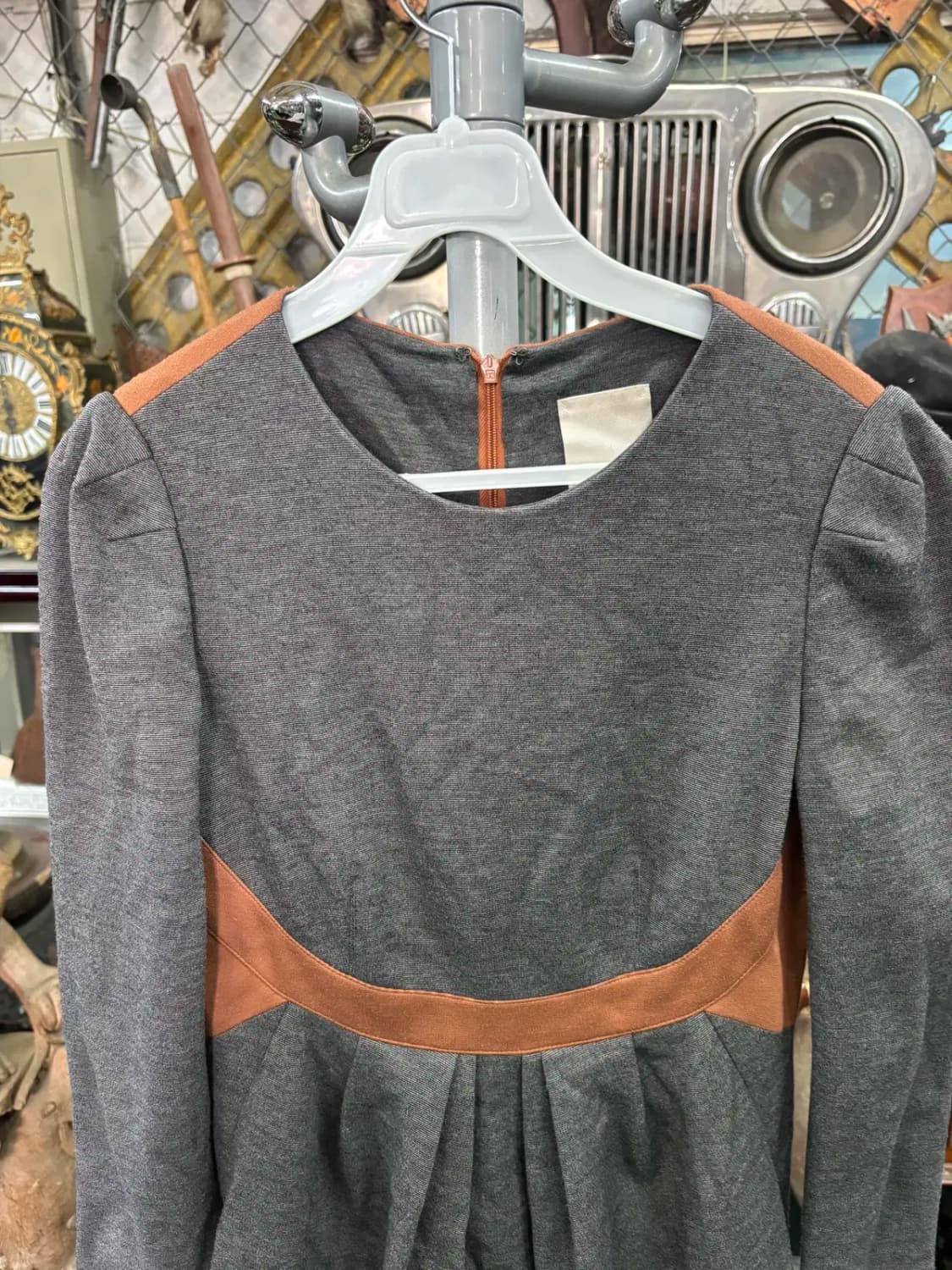 오즈 세컨 투톤 배색 미디 원피스 44~55 상품이미지2