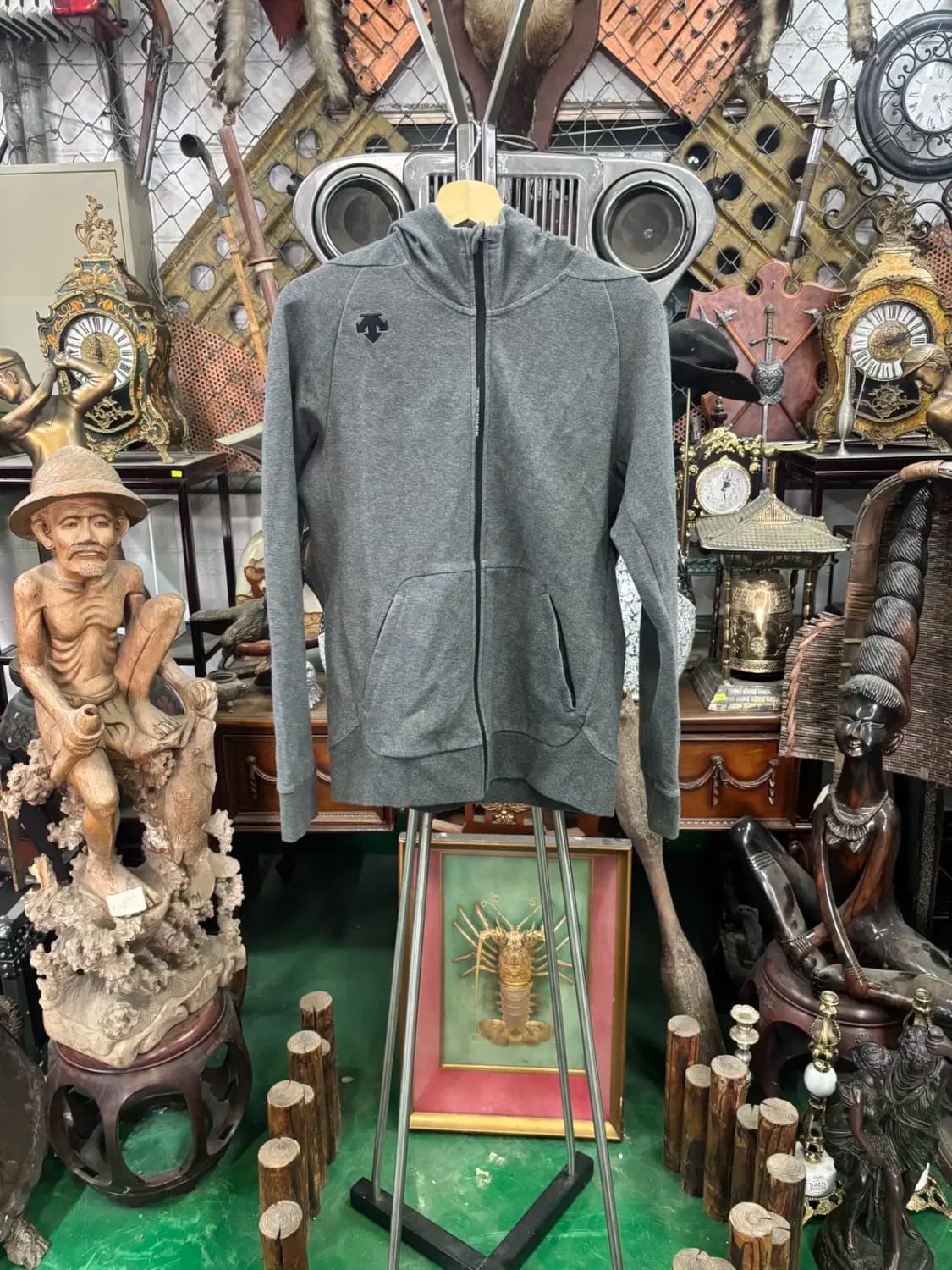 데상트 남녀공용 진그레이  후드 집업 100 상품이미지1