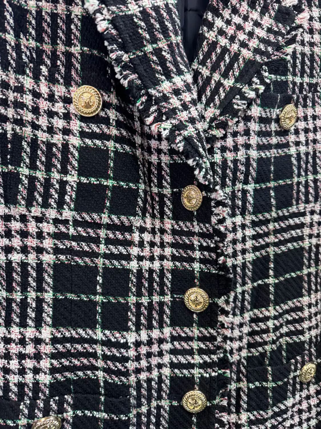 모조에스핀 트위트 A라인 체크무늬 롱코트(55) 상품이미지3