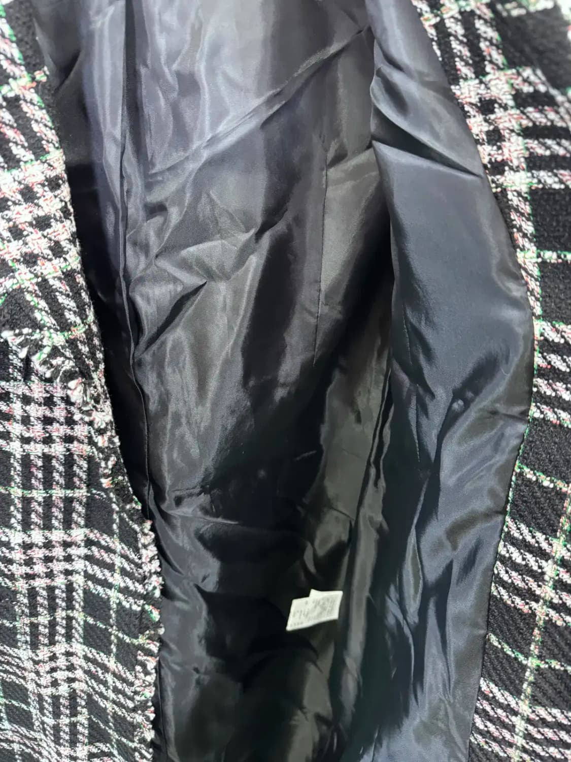 모조에스핀 트위트 A라인 체크무늬 롱코트(55) 상품이미지5