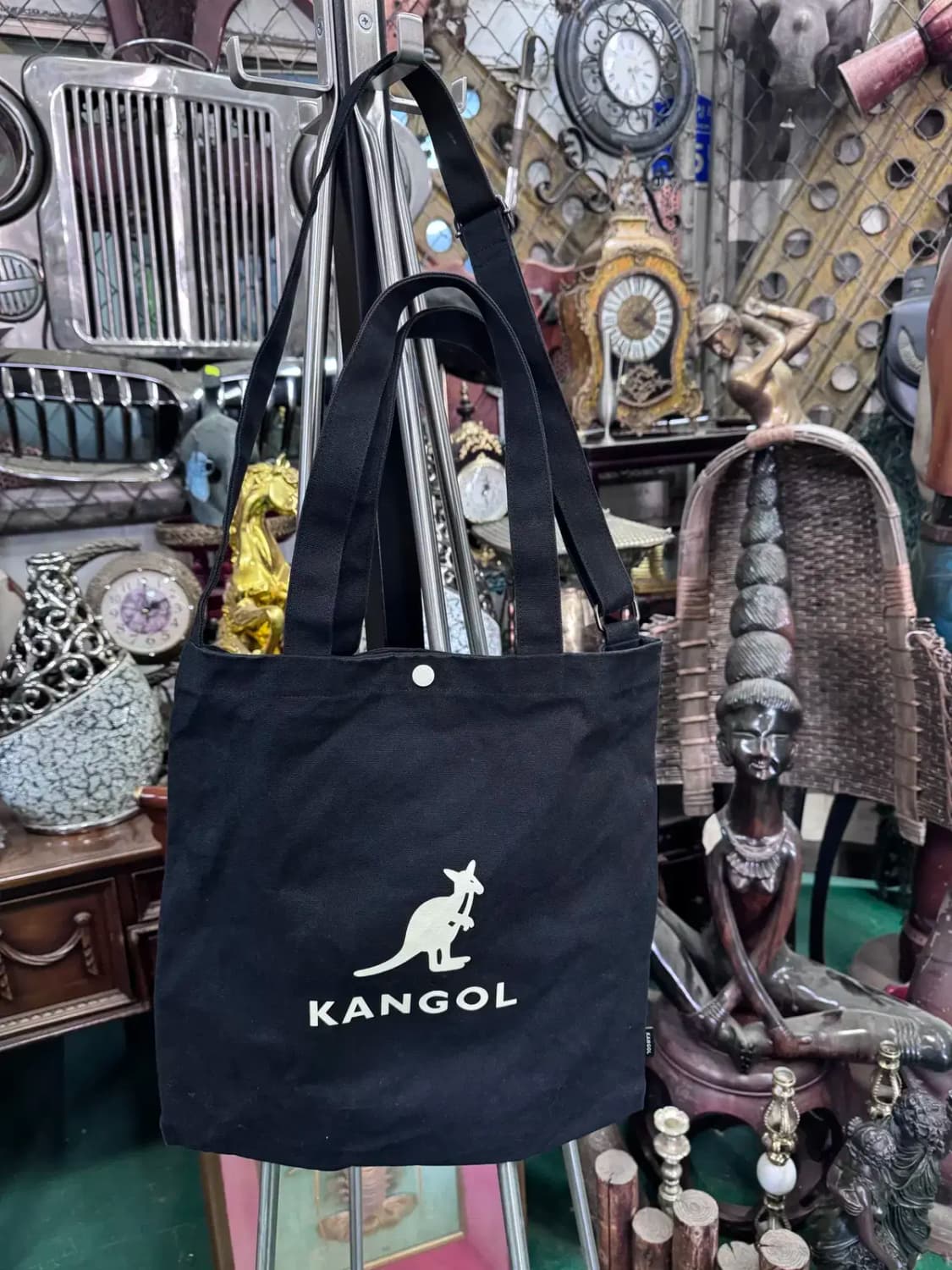 캉골 블랙 캔버스 크로스 토트백 상품이미지1