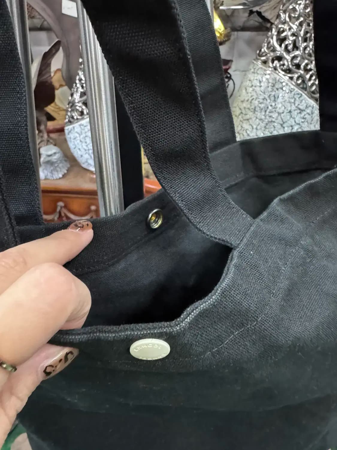 캉골 블랙 캔버스 크로스 토트백 상품이미지3