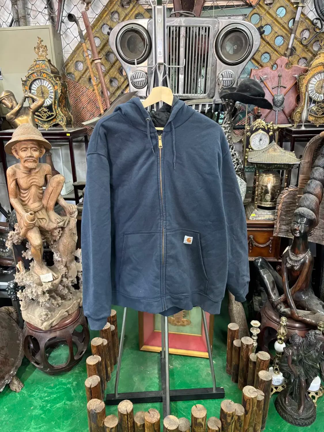 칼하트 레인디펜더 워크웨어 써멀 후드집업 네이비 상품이미지1