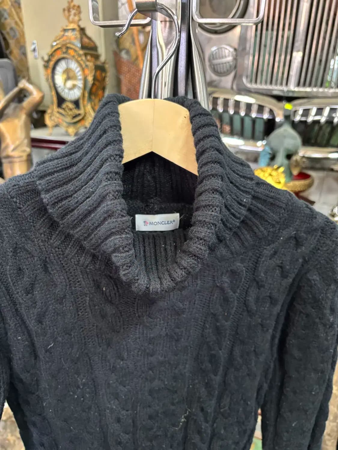 몽클레어 터틀넥 케이블 니트 롱 원피스 상품이미지2