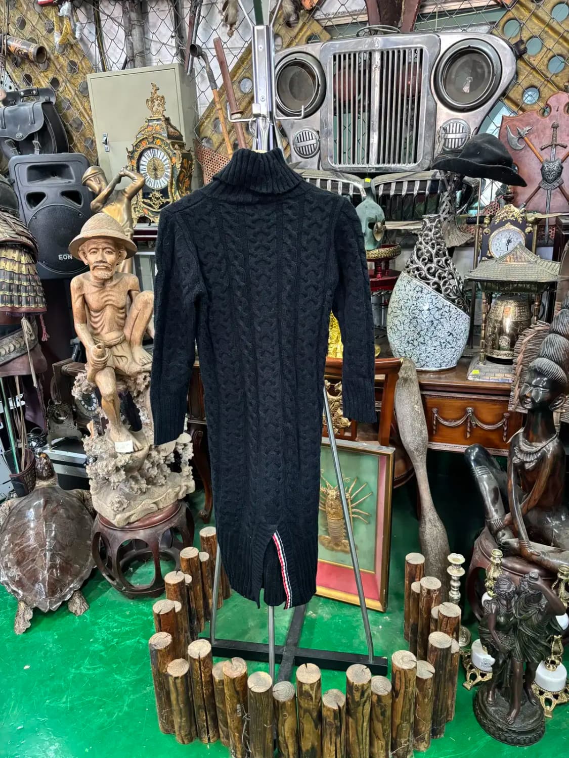 몽클레어 터틀넥 케이블 니트 롱 원피스 상품이미지4