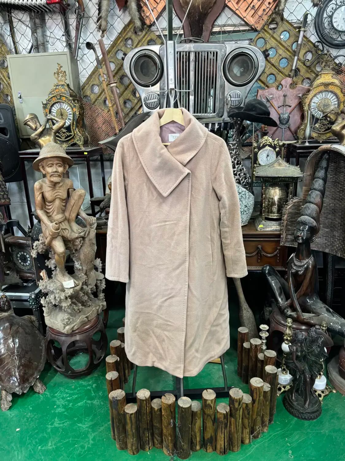 타임  모 100% 넓은 카라 인디 핑크 코트 상품이미지1