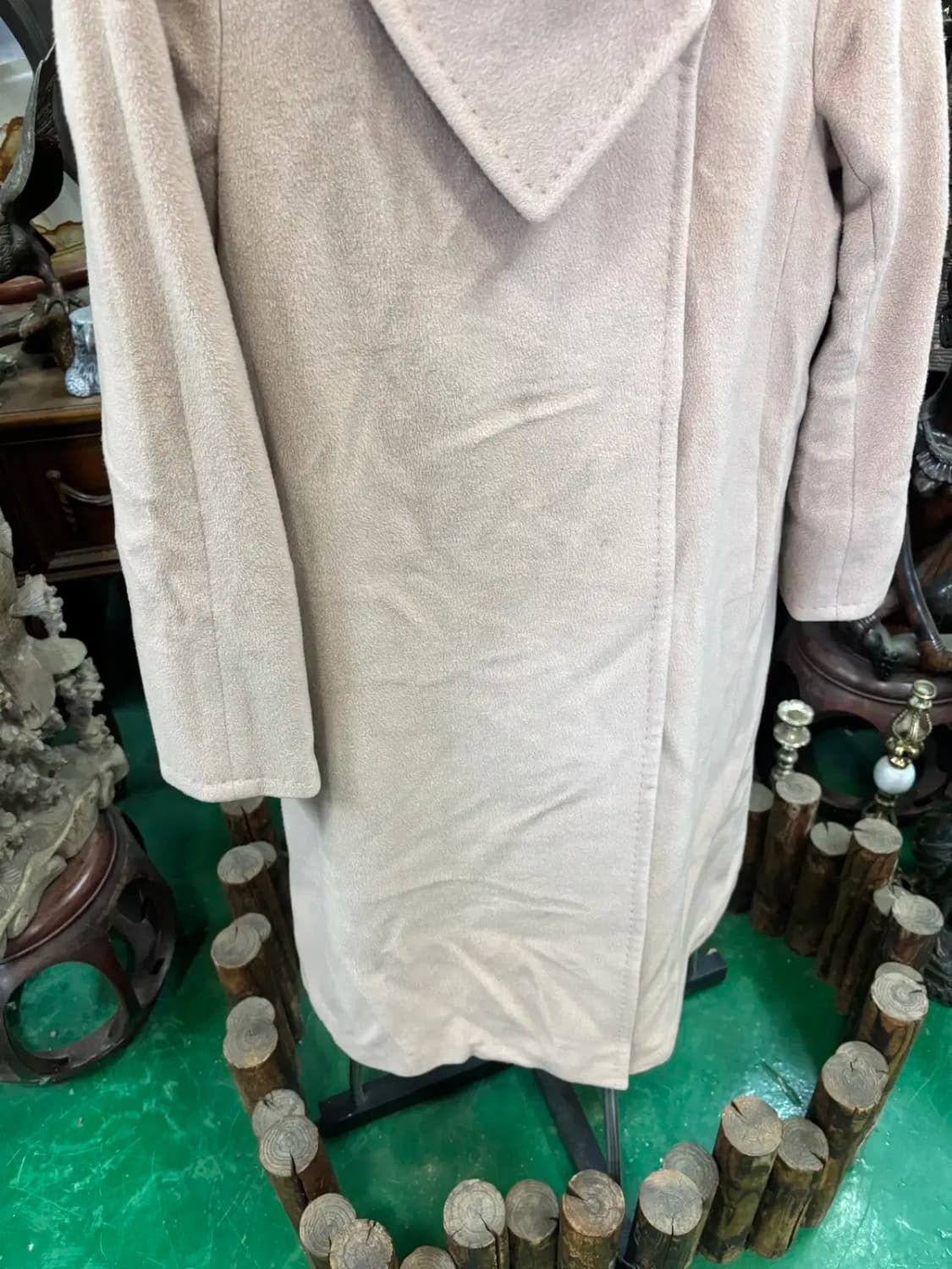 타임  모 100% 넓은 카라 인디 핑크 코트 상품이미지3