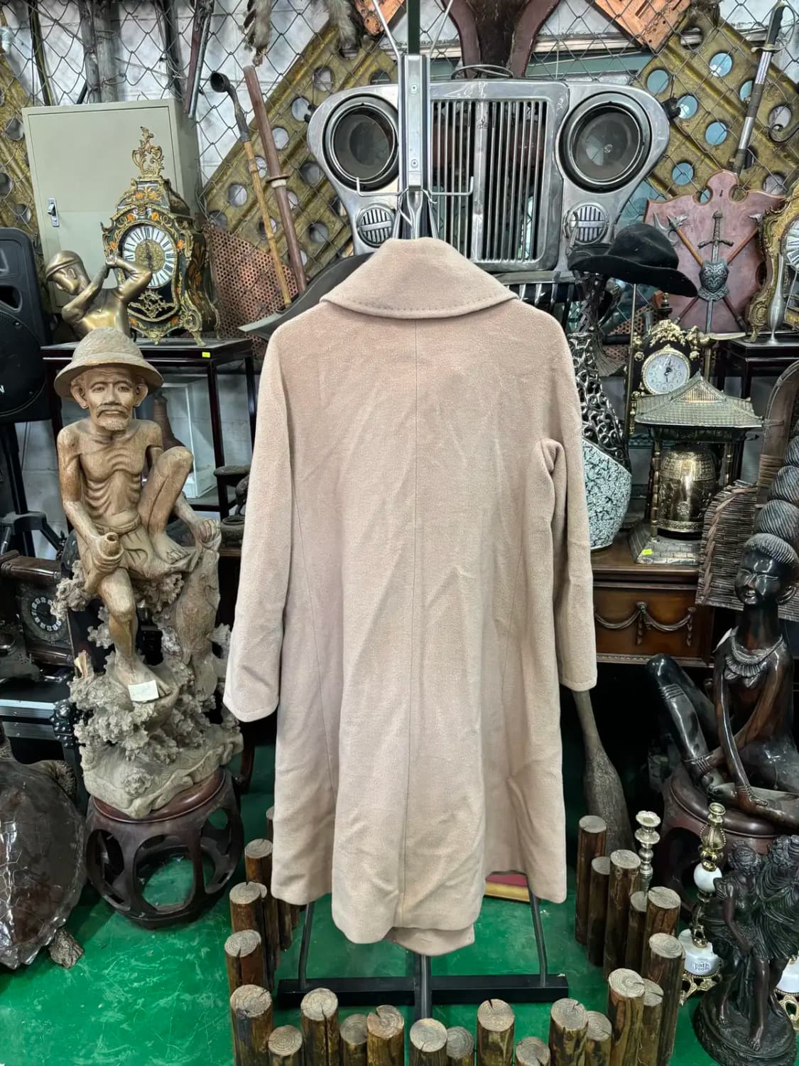 타임  모 100% 넓은 카라 인디 핑크 코트 상품이미지4