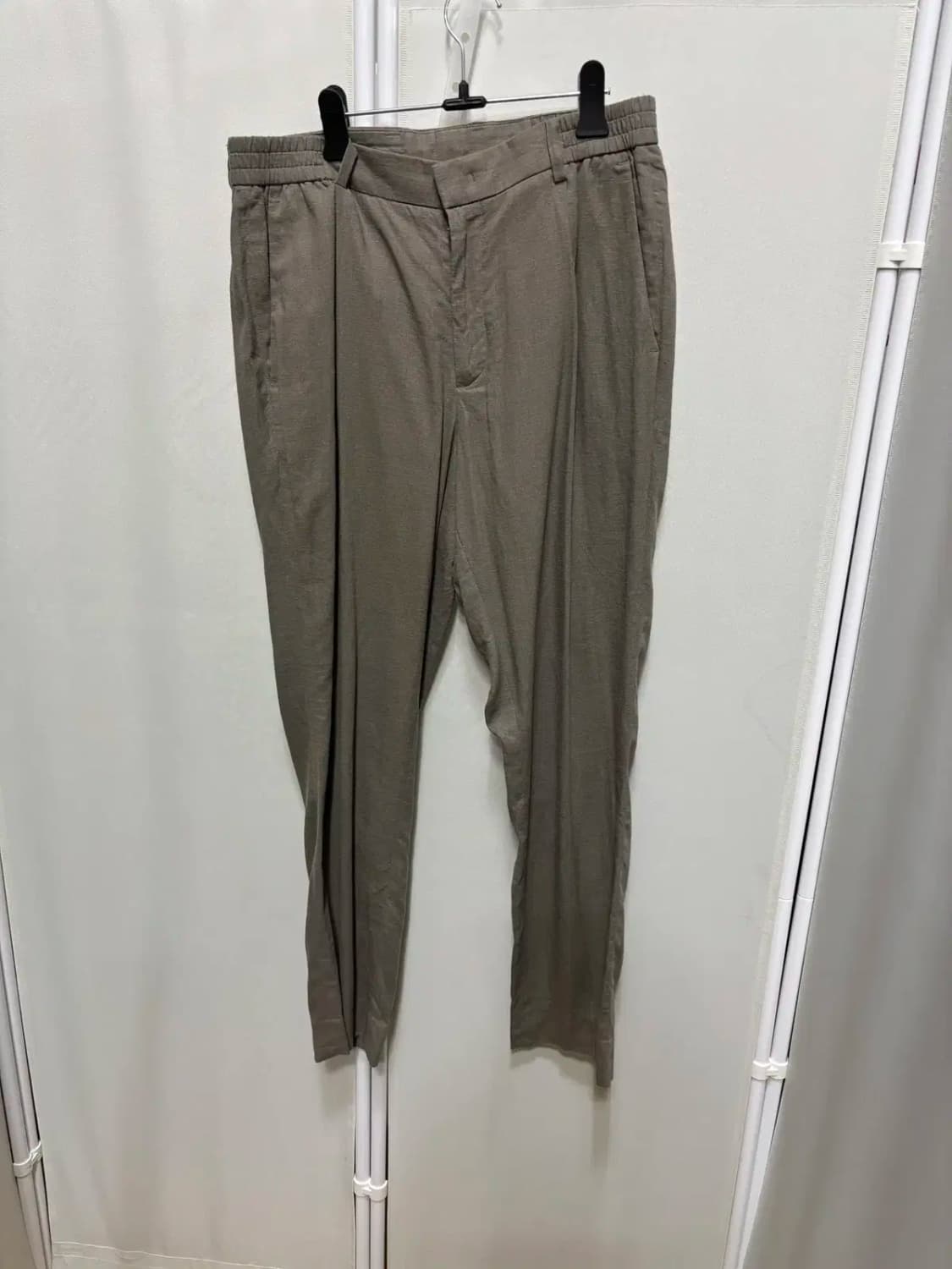 지오지아 마 혼방 핀턱 카키 슬랙스 80 상품이미지1