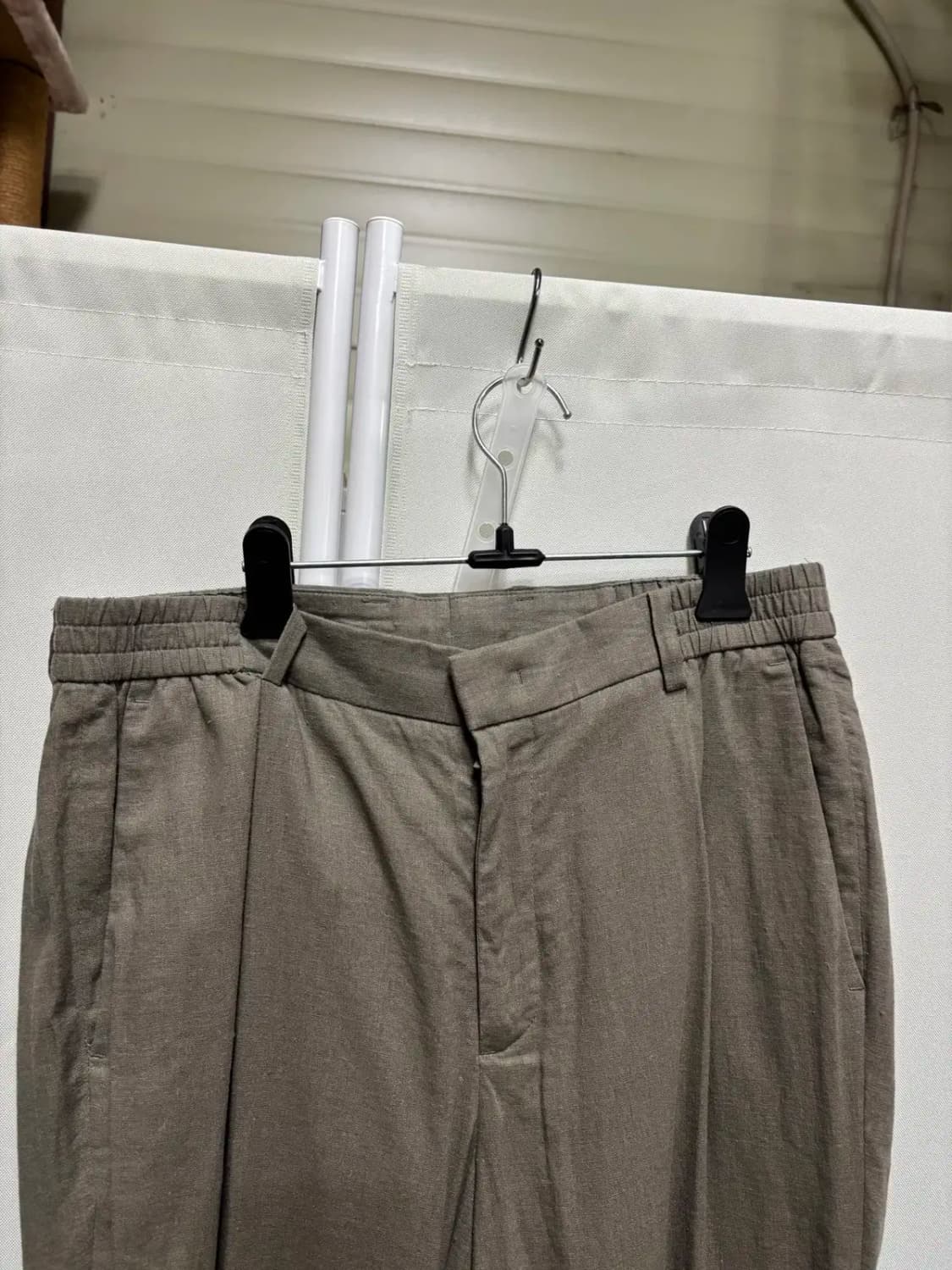 지오지아 마 혼방 핀턱 카키 슬랙스 80 상품이미지2