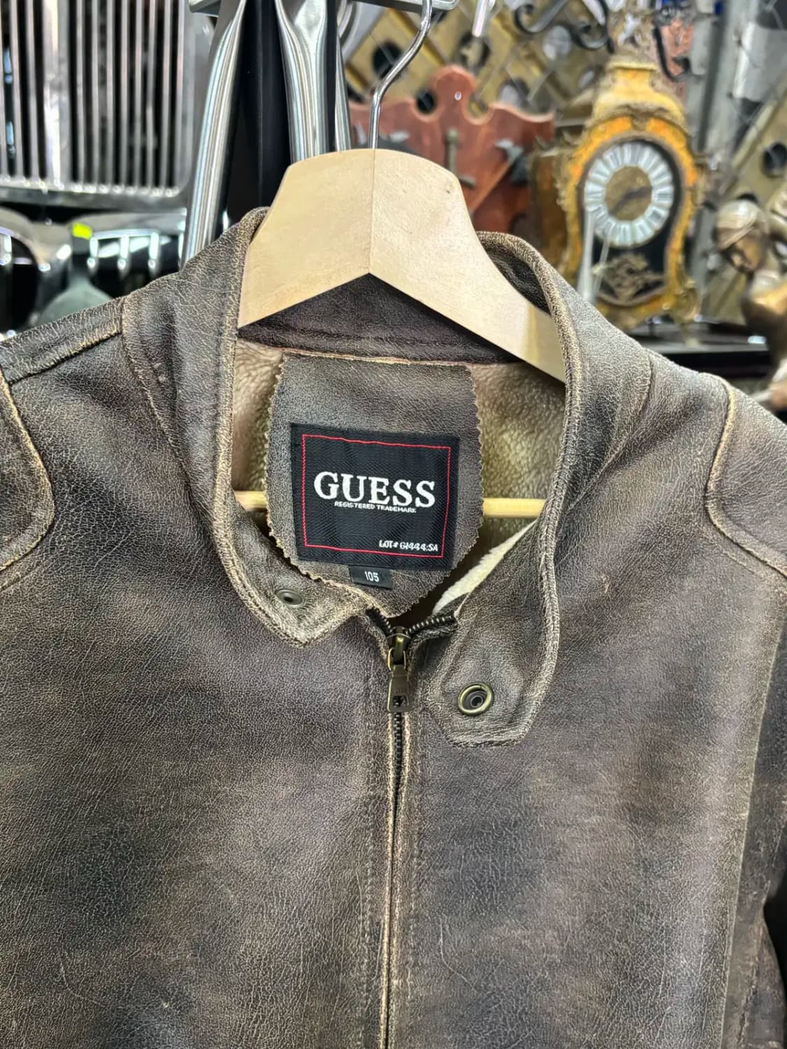 게스 GUESS 인조 가죽 무스탕 빈티지 자켓 점퍼 XL 상품이미지2