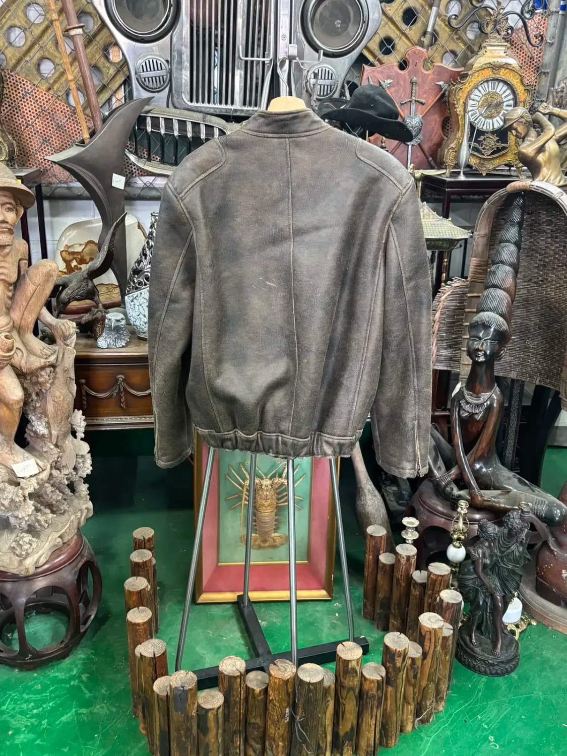 게스 GUESS 인조 가죽 무스탕 빈티지 자켓 점퍼 XL 상품이미지4