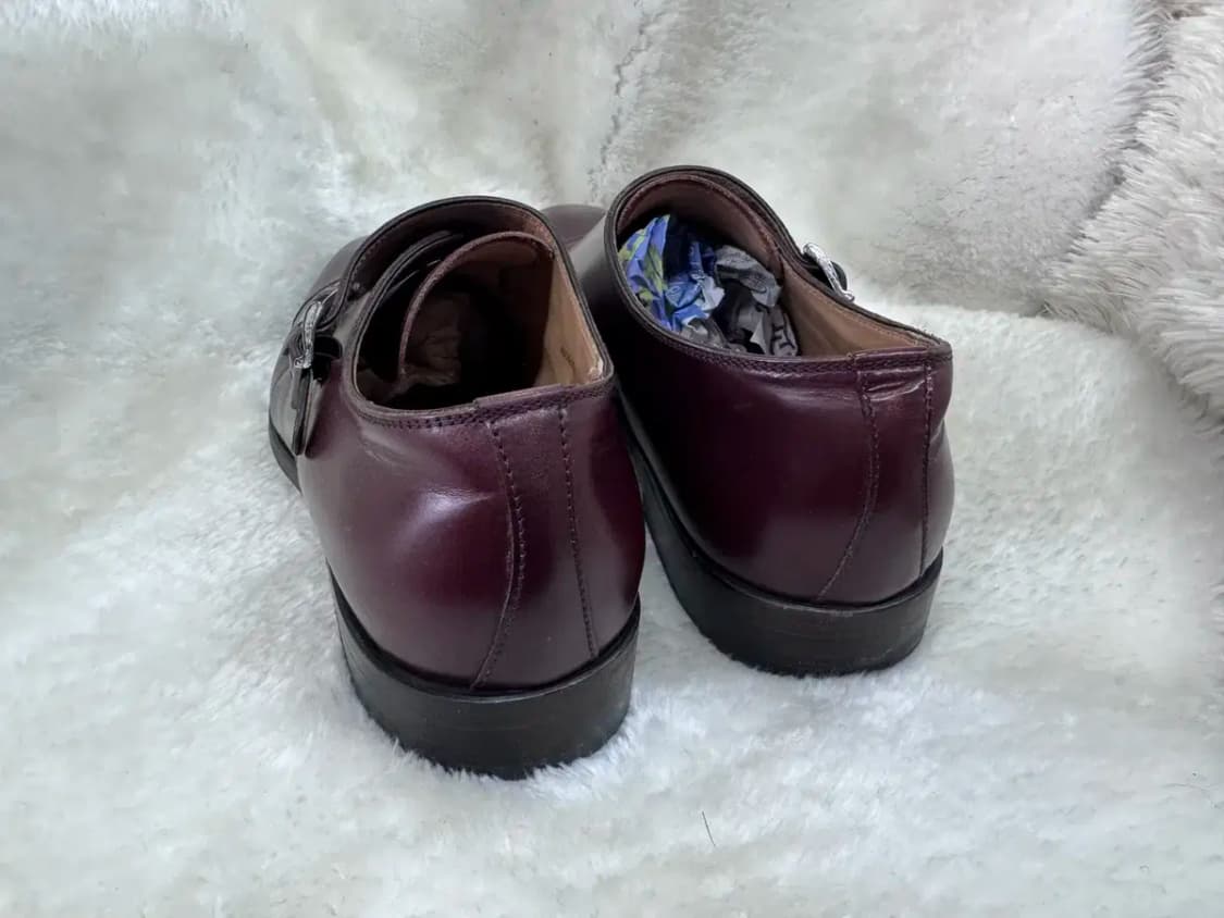 버건디 색상 가죽 더블 몽크 스트랩 남성용 슈즈 상품이미지2