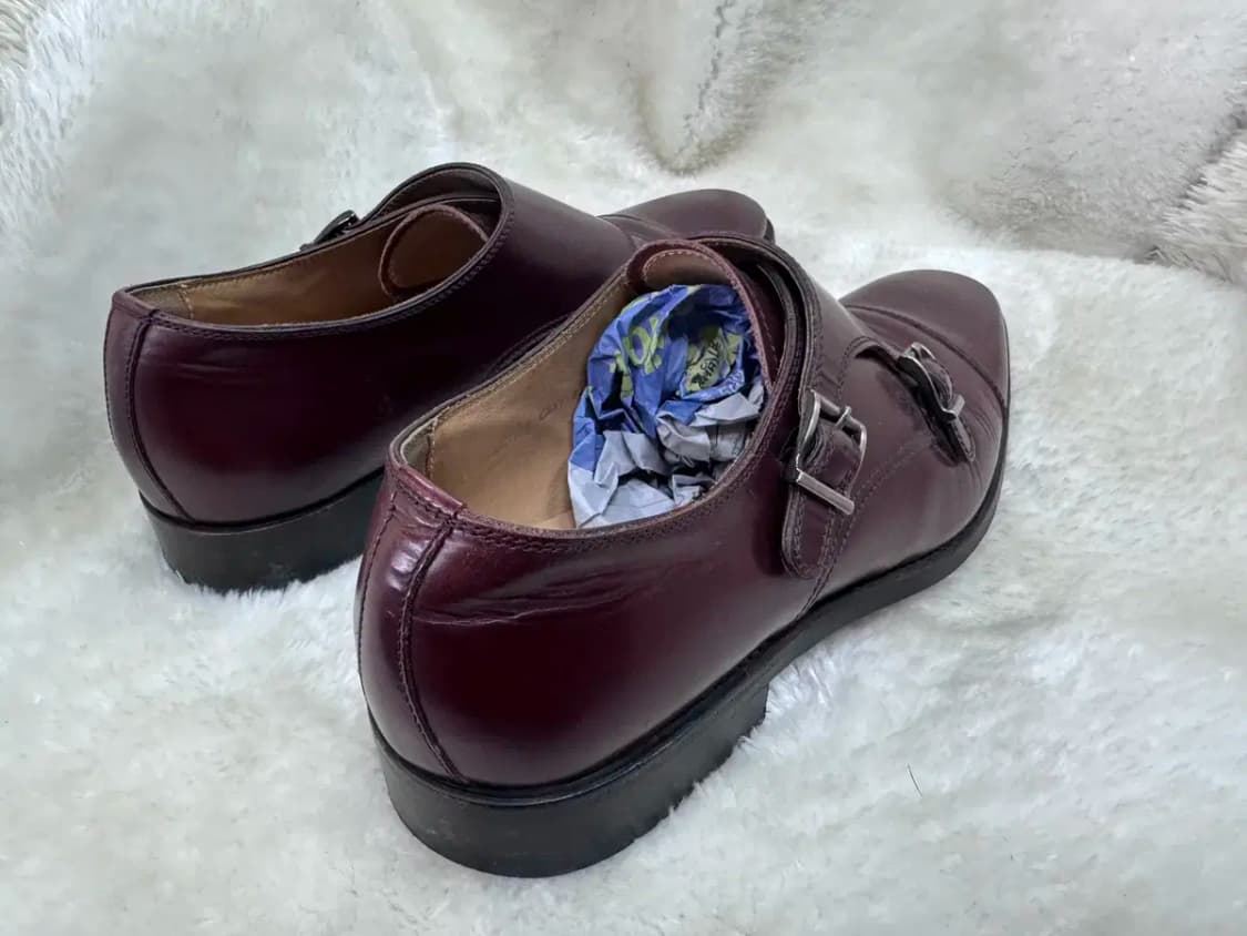 버건디 색상 가죽 더블 몽크 스트랩 남성용 슈즈 상품이미지3