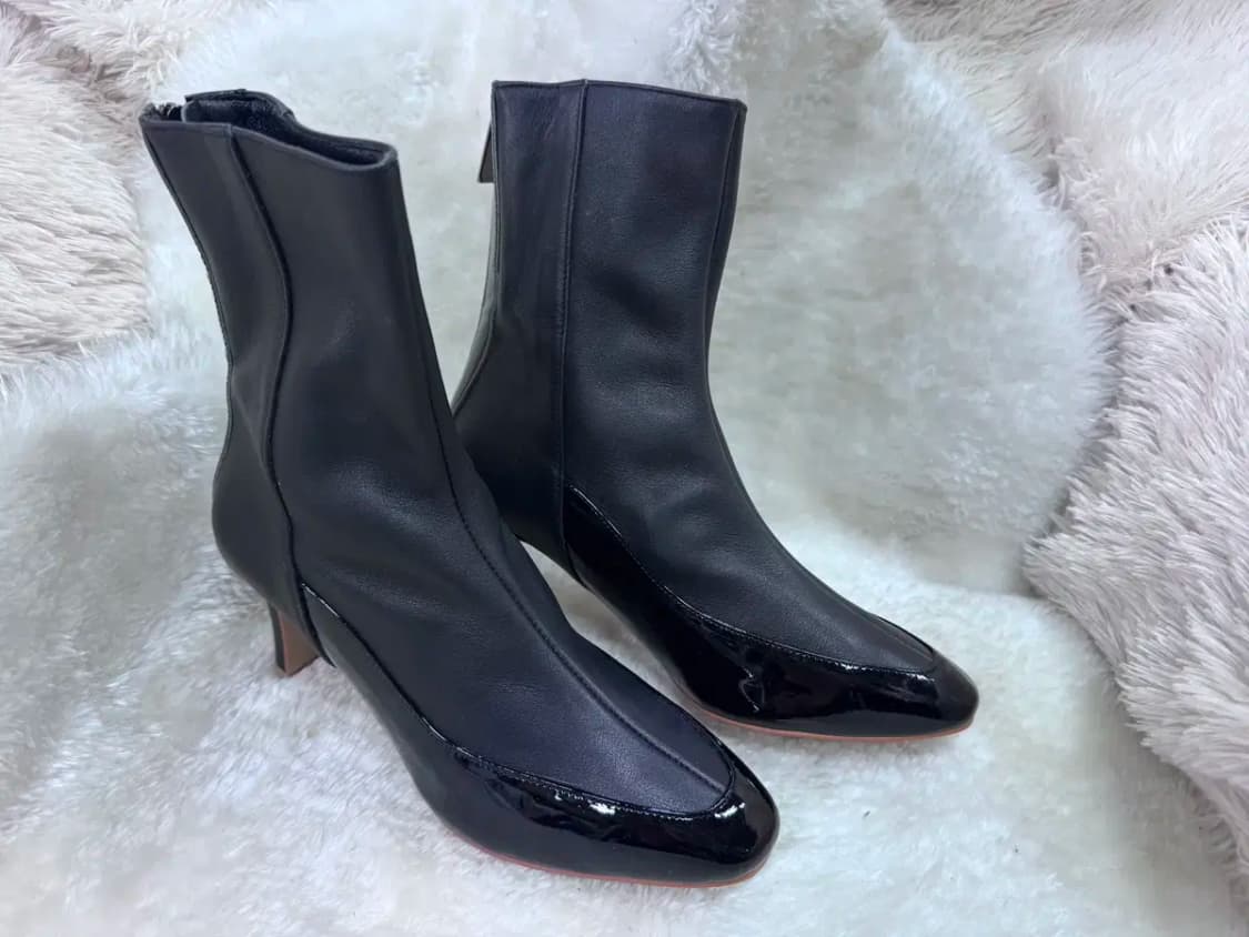 루미나 Lumina 블랙 가죽 포인티드 앵클부츠 235mm 상품이미지4