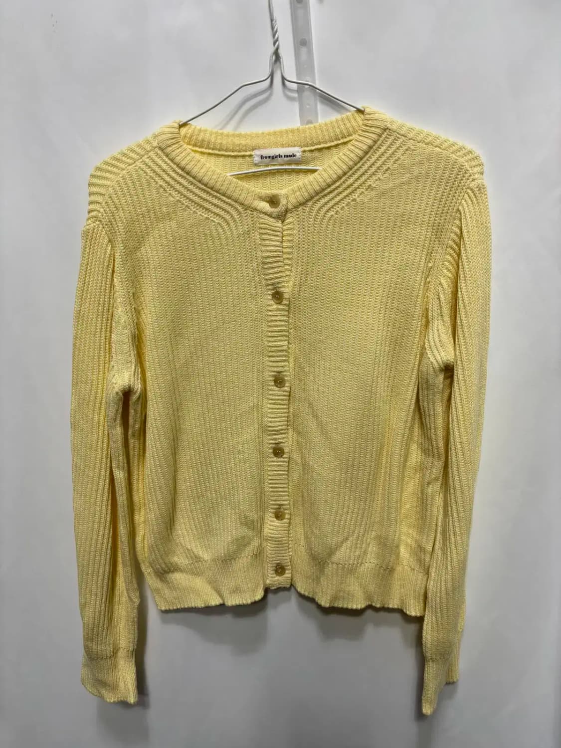 프롬걸즈 메이드 옐로우 골지 니트 가디건 상품이미지1