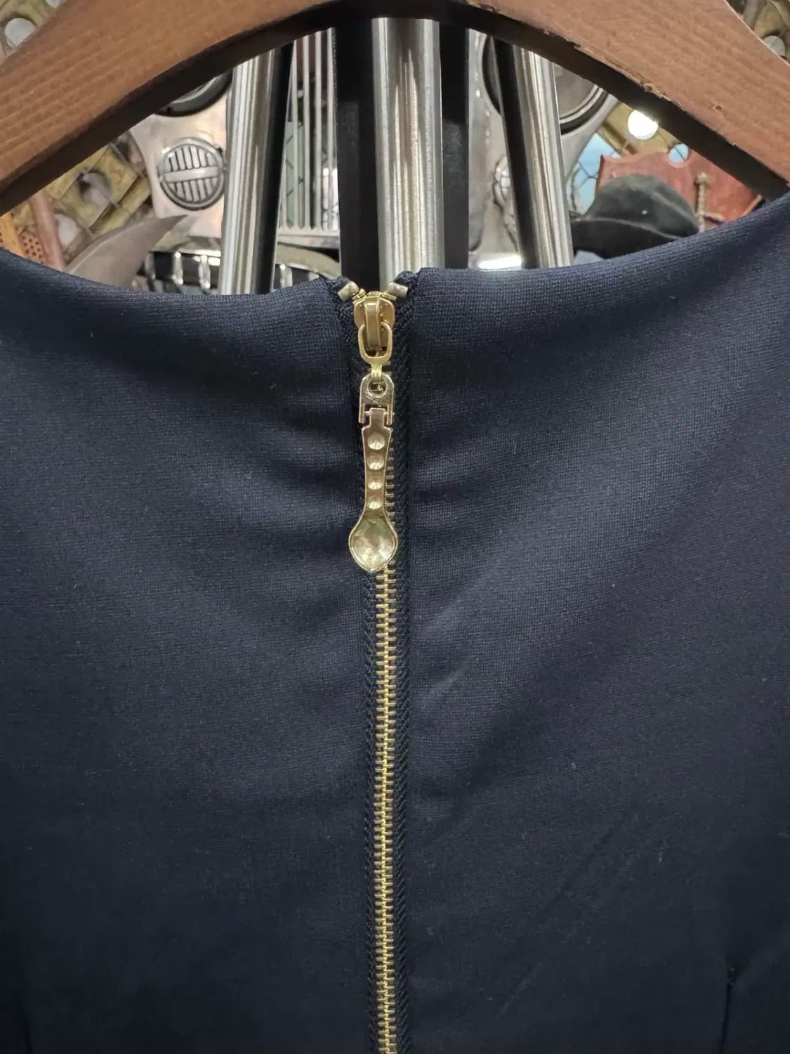 잎사귀 패턴 네이비 블루 필앤플레어 드레스 상품이미지4