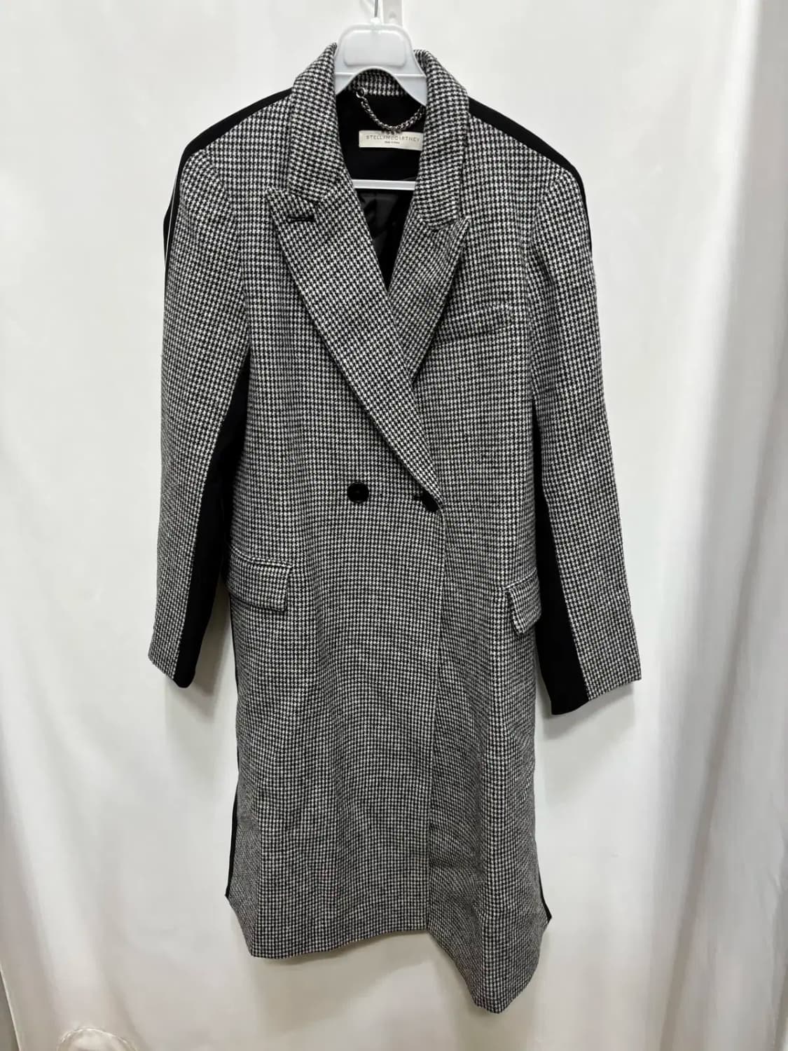 스텔라 맥카트니 앞 체크 뒤 무지 패턴 롱 코트 자켓 상품이미지1