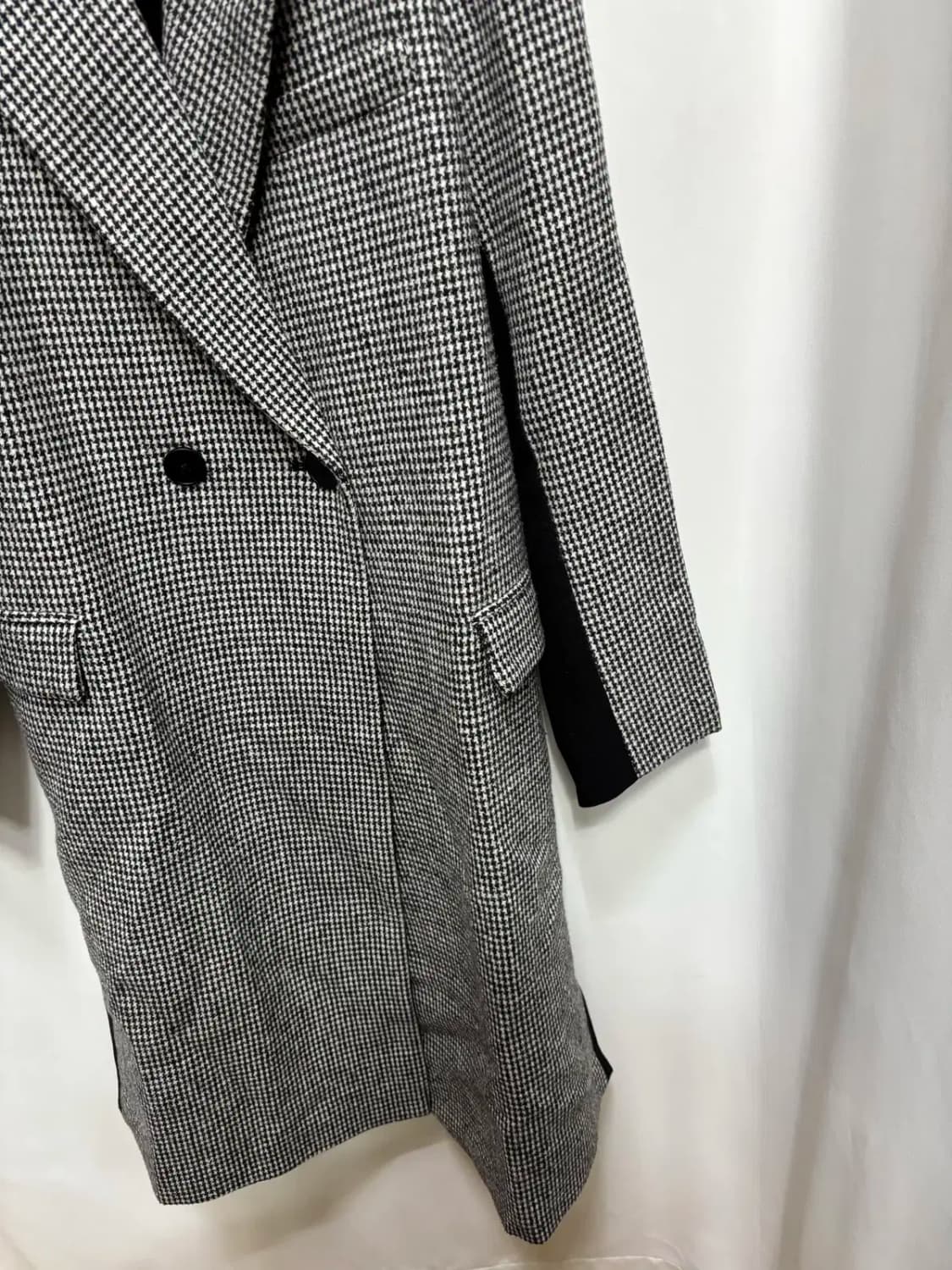 스텔라 맥카트니 앞 체크 뒤 무지 패턴 롱 코트 자켓 상품이미지3