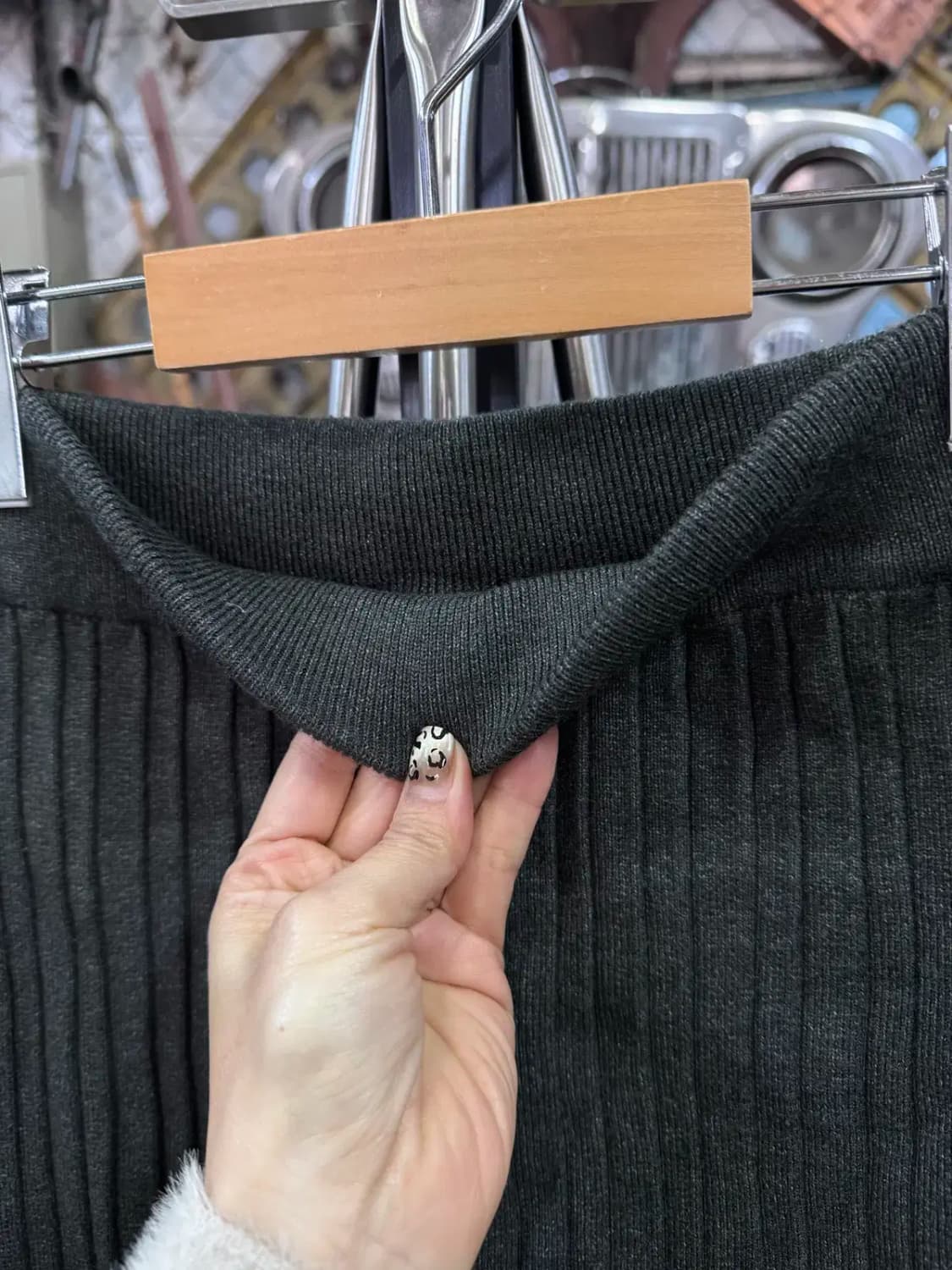 세로 골지 니트 스커트 상품이미지3