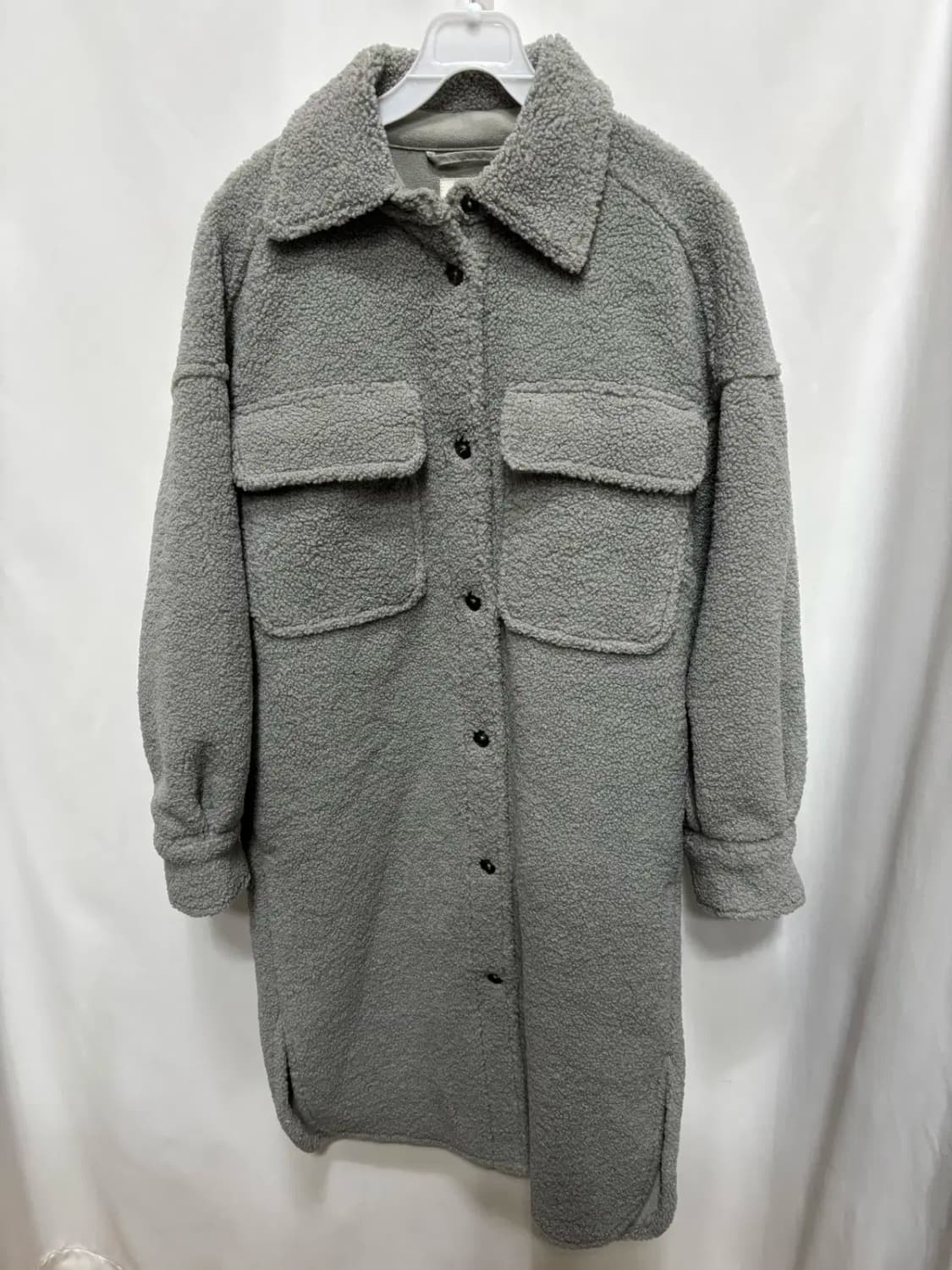 HM 뽀글이 카라 그레이 롱 코트 자켓 상품이미지1