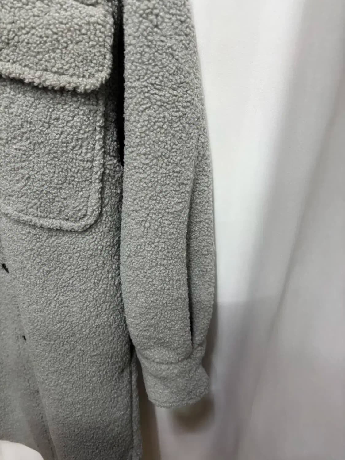 HM 뽀글이 카라 그레이 롱 코트 자켓 상품이미지3